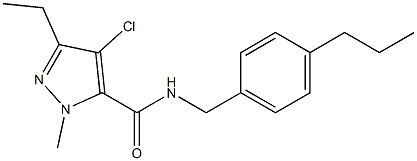 N-(4-Propylbenzyl)-1-methyl-3-ethyl-4-chloro-1H-pyrazole-5-carboxamide Struktur