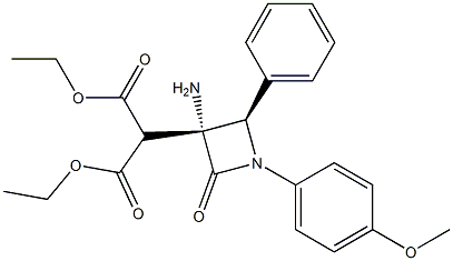 2-[(3R,4R)-3-Amino-1-(4-methoxyphenyl)-2-oxo-4-phenylazetidin-3-yl]malonic acid diethyl ester Struktur