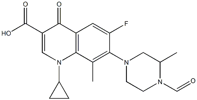  1-Cyclopropyl-6-fluoro-8-methyl-1,4-dihydro-7-(3-methyl-4-formylpiperazin-1-yl)-4-oxoquinoline-3-carboxylic acid