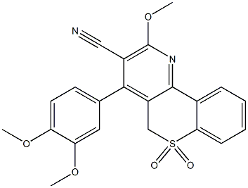 2-Methoxy-4-[3,4-dimethoxyphenyl]-5H-[1]benzothiopyrano[4,3-b]pyridine-3-carbonitrile 6,6-dioxide Structure