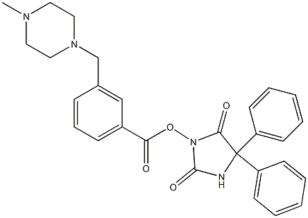 3-[(4-メチルピペラジン-1-イル)メチル]安息香酸5,5-ジフェニル-2,4-ジオキソイミダゾリジン-3-イル 化学構造式
