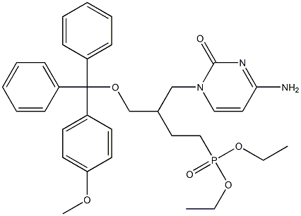 4-[(4-Amino-1,2-dihydro-2-oxopyrimidin)-1-yl]-3-[[diphenyl(4-methoxyphenyl)methoxy]methyl]butylphosphonic acid diethyl ester Struktur