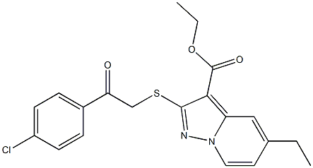 2-[[(4-Chlorophenylcarbonyl)methyl]thio]-5-ethylpyrazolo[1,5-a]pyridine-3-carboxylic acid ethyl ester 结构式