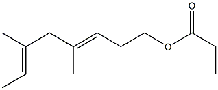 プロピオン酸4,6-ジメチル-3,6-オクタジエニル 化学構造式