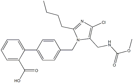 4'-[[2-Butyl-4-chloro-5-(methoxycarbonylaminomethyl)-1H-imidazol-1-yl]methyl]-1,1'-biphenyl-2-carboxylic acid 结构式