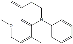 N-(3-ブテニル)-N-[(Z)-1-メチレン-2-メチル-4-メトキシ-2-ブテニル]アニリン 化学構造式