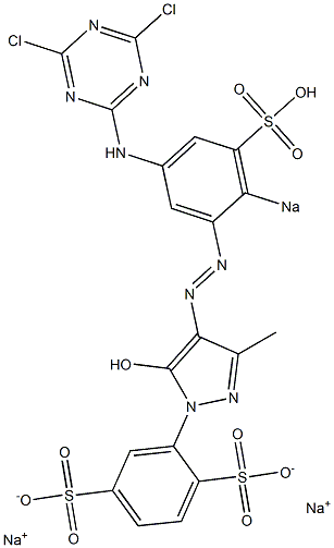 2-[4-[5-(4,6-Dichloro-1,3,5-triazin-2-ylamino)-2-sodiosulfophenylazo]-5-hydroxy-3-methyl-1H-pyrazol-1-yl]-1,4-benzenedisulfonic acid disodium salt Structure