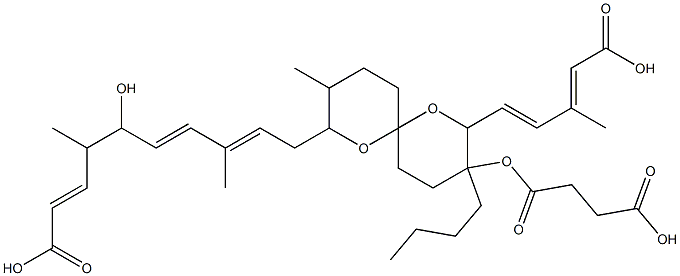 5-Hydroxy-4,8-dimethyl-10-[9-butyl-3-methyl-8-(4-carboxy-3-methyl-1,3-butadienyl)-9-(4-hydroxy-1,4-dioxobutoxy)-1,7-dioxaspiro[5.5]undecan-2-yl]-2,6,8-decatrienoic acid