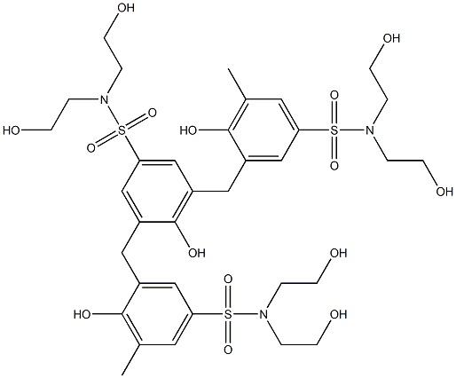 2,6-Bis[2-hydroxy-3-methyl-5-[[bis(2-hydroxyethyl)amino]sulfonyl]benzyl]-4-[[bis(2-hydroxyethyl)amino]sulfonyl]phenol 结构式