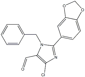 1-Benzyl-4-chloro-2-(3,4-methylenedioxyphenyl)-1H-imidazole-5-carbaldehyde Struktur