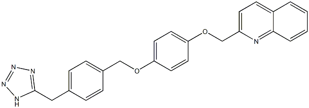2-[4-[4-(1H-テトラゾール-5-イルメチル)ベンジルオキシ]フェノキシメチル]キノリン 化学構造式