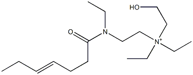 2-[N-エチル-N-(4-ヘプテノイル)アミノ]-N,N-ジエチル-N-(2-ヒドロキシエチル)エタンアミニウム 化学構造式