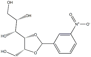 4-O,5-O-(3-ニトロベンジリデン)-D-グルシトール 化学構造式