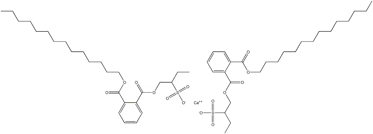 ビス[1-[(2-テトラデシルオキシカルボニルフェニル)カルボニルオキシ]ブタン-2-スルホン酸]カルシウム 化学構造式
