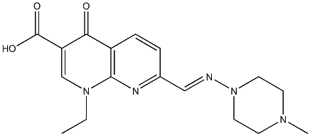 1-エチル-1,4-ジヒドロ-7-[(4-メチルピペラジン-1-イル)イミノメチル]-4-オキソ-1,8-ナフチリジン-3-カルボン酸 化学構造式