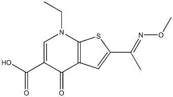 2-[1-(Methoxyimino)ethyl]-7-ethyl-4,7-dihydro-4-oxothieno[2,3-b]pyridine-5-carboxylic acid Struktur