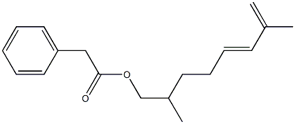 Phenylacetic acid 2,7-dimethyl-5,7-octadienyl ester Struktur