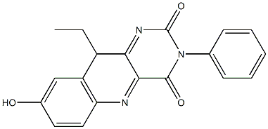 3-フェニル-10-エチル-8-ヒドロキシピリミド[5,4-b]キノリン-2,4(3H,10H)-ジオン 化学構造式