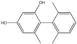 4-(2,6-ジメチルフェニル)-5-メチルベンゼン-1,3-ジオール 化学構造式
