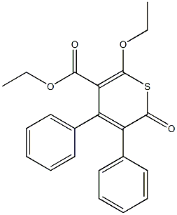 3,4-ジフェニル-2-オキソ-6-エトキシ-2H-チオピラン-5-カルボン酸エチル 化学構造式