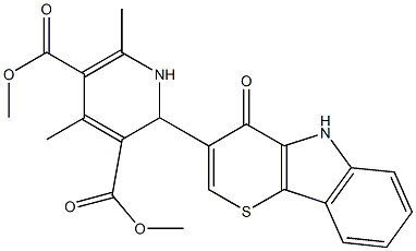 4,6-Dimethyl-2-[(4,5-dihydro-4-oxothiopyrano[3,2-b]indol)-3-yl]-1,2-dihydropyridine-3,5-dicarboxylic acid dimethyl ester 结构式