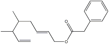 Phenylacetic acid 5,6-dimethyl-2,7-octadienyl ester Structure