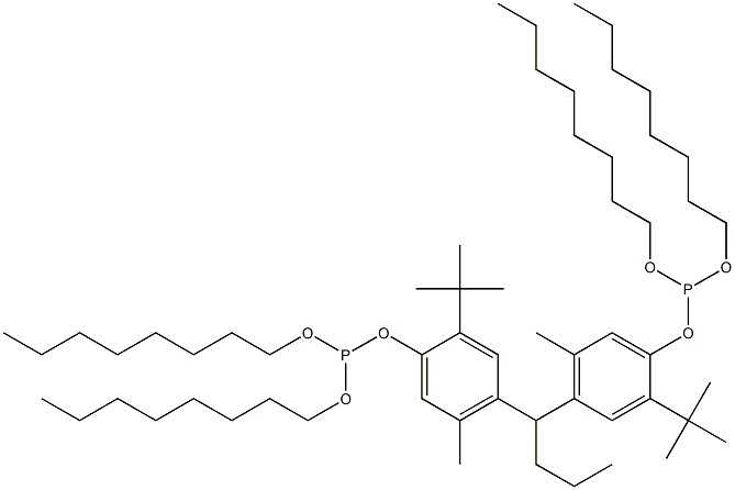 [Butylidenebis(2-tert-butyl-5-methyl-4,1-phenyleneoxy)]bis(phosphonous acid)tetraoctyl ester,,结构式