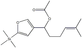 Acetic acid 1-[5-(trimethylsilyl)-3-furyl]-5-methyl-4-hexenyl ester,,结构式