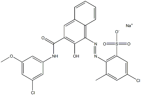 3-Chloro-5-methyl-6-[[3-[[(3-chloro-5-methoxyphenyl)amino]carbonyl]-2-hydroxy-1-naphtyl]azo]benzenesulfonic acid sodium salt Structure