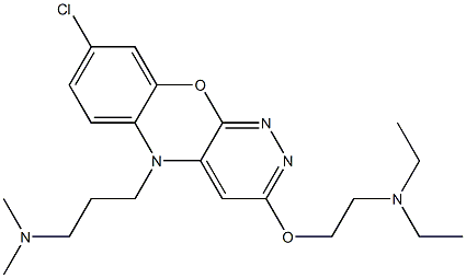 8-クロロ-3-(2-ジエチルアミノエトキシ)-5-(3-ジメチルアミノプロピル)-5H-ピリダジノ[3,4-b][1,4]ベンゾオキサジン 化学構造式
