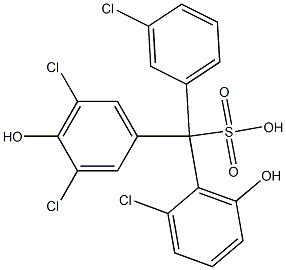(3-Chlorophenyl)(2-chloro-6-hydroxyphenyl)(3,5-dichloro-4-hydroxyphenyl)methanesulfonic acid Struktur