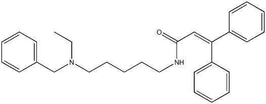 N-[5-(エチルベンジルアミノ)ペンチル]-3,3-ジフェニルアクリルアミド 化学構造式