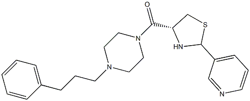 1-(3-Phenylpropyl)-4-[[(4R)-2-(3-pyridyl)thiazolidin-4-yl]carbonyl]piperazine 结构式