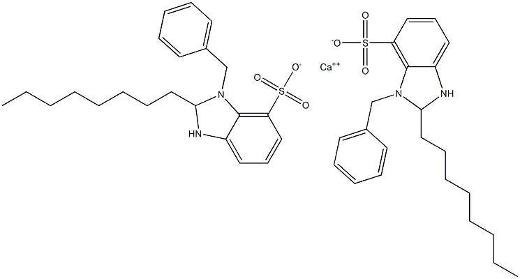 Bis(1-benzyl-2,3-dihydro-2-octyl-1H-benzimidazole-7-sulfonic acid)calcium salt Struktur