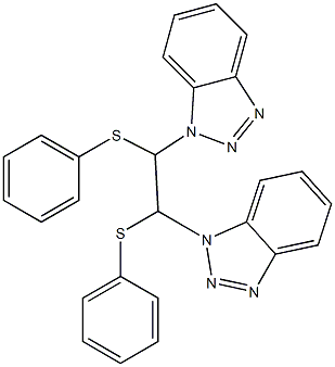 1,2-ビス(フェニルチオ)-1,2-ビス(1H-ベンゾトリアゾール-1-イル)エタン 化学構造式
