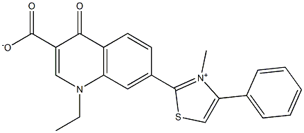 1,4-Dihydro-1-ethyl-4-oxo-7-[(3-methyl-4-phenylthiazol-3-ium)-2-yl]quinoline-3-carboxylic acid 结构式