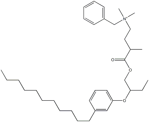 N,N-ジメチル-N-ベンジル-N-[3-[[2-(3-ウンデシルフェニルオキシ)ブチル]オキシカルボニル]ブチル]アミニウム 化学構造式