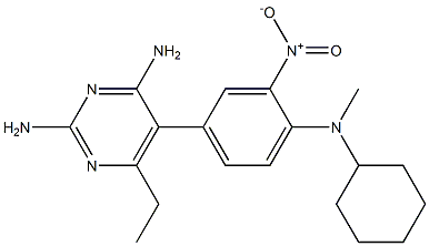 2,4-Diamino-6-ethyl-5-(3-nitro-4-[methyl(cyclohexyl)amino]phenyl)pyrimidine,,结构式