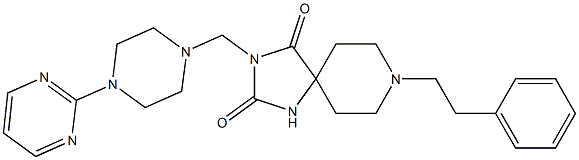 8-Phenethyl-3-[[4-(pyrimidin-2-yl)piperazino]methyl]-1,3,8-triazaspiro[4.5]decane-2,4-dione,,结构式