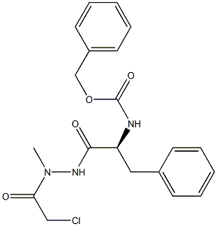 1-[N-(ベンジルオキシカルボニル)-L-フェニルアラニル]-2-(クロロアセチル)-2-メチルヒドラジン 化学構造式