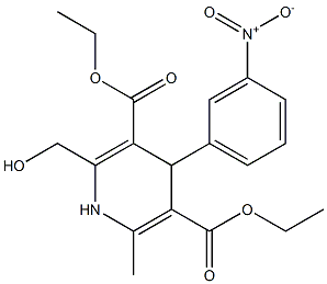 4-(3-Nitrophenyl)-2-hydroxymethyl-6-methyl-1,4-dihydropyridine-3,5-dicarboxylic acid diethyl ester,,结构式