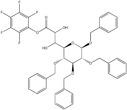 1,2,3,4-Tetra-O-benzyl-beta-D- glucopyranos-6-yl-hydroxy-acetic acid pentafluorphenylester Struktur