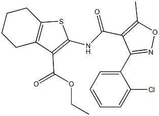 Ethyl 2-((3-(2-chlorophenyl)-5-methylisoxazol-4-yl)carbonylamino)-4,5,6,7-tetrahydrobenzo[b]thiophene-3-carboxylate Structure