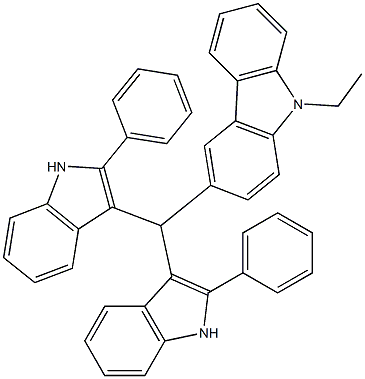 3-[双(2-苯基吲哚-3-)甲基]-9-乙基咔唑, , 结构式