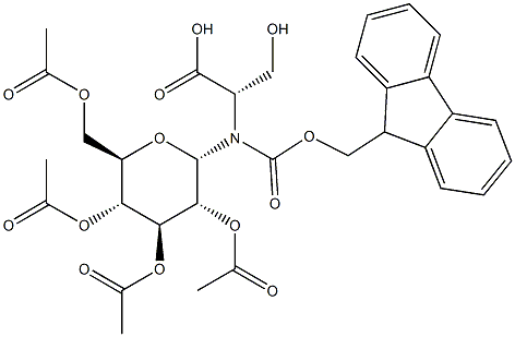 2,3,4,6-Tetra-O-acetyl-a-D-glucopyranosyl-Fmoc-L-serine 化学構造式