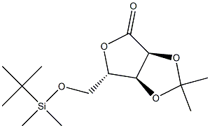 5-O-叔丁基二甲基硅烷基2,3-O-异亚丙基-L-核糖酸-1,4-内酯 结构式