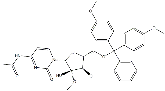 N-acetyl-5'-O-(4,4'-dimethoxytrityl)-2'-methoxycytidine 化学構造式