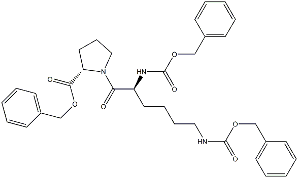 1-[N2,N6-Bis[(phenylmethoxy)carbonyl]-L-lysyl]-L-proline Phenylmethyl Ester 化学構造式