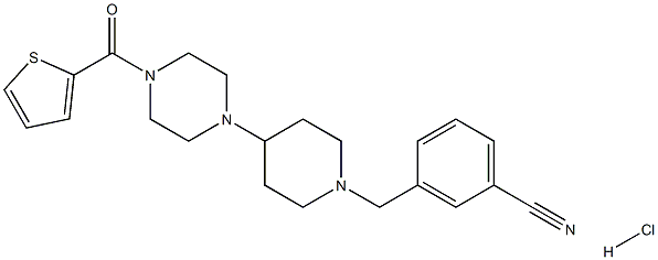 3-((4-[4-(2-THIENYLCARBONYL)PIPERAZIN-1-YL]PIPERIDIN-1-YL)METHYL)BENZONITRILE HYDROCHLORIDE Struktur