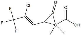 2,2-Dimethyl-3-(2-chloro-3,3,3-trifluoro-1-propenyl)-cyclopropionic acid 化学構造式